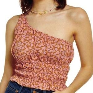 NWT BP Top Women's Plus Size 2X Pink Floral One Shoulder Sleeveless Casual
